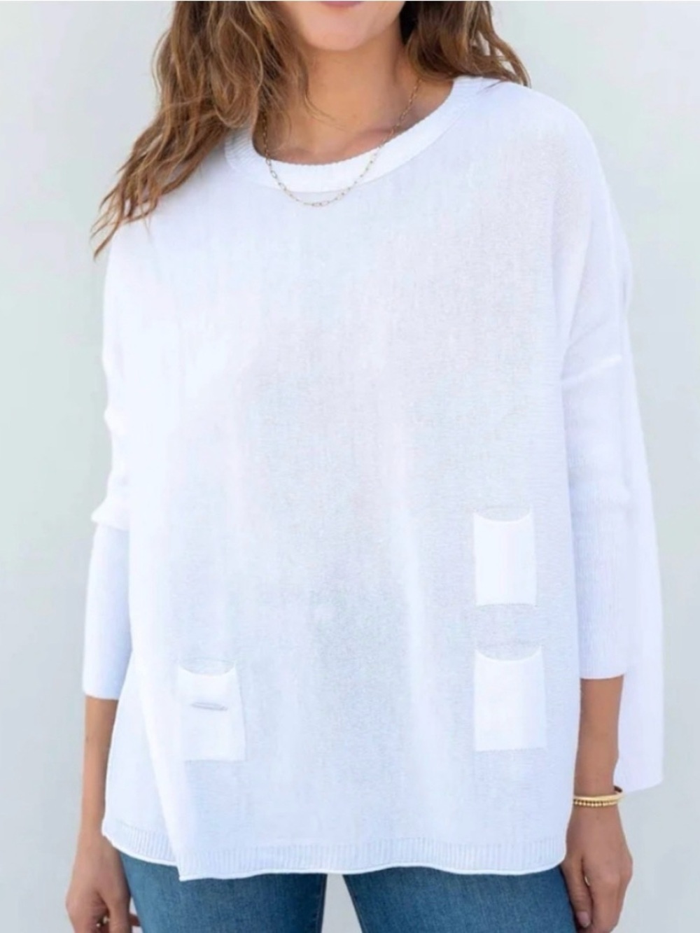 MerSea OSFM Catalina Sweater White Oversized Dolman Sleeves EUC